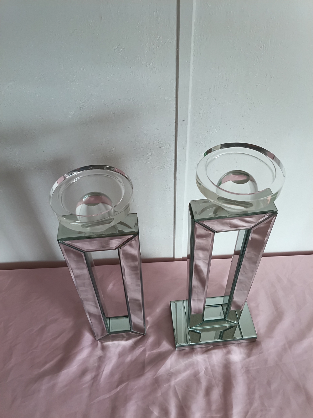 Z Gallerie Mirrored Column Candle Holders - Silver - Picture 2 of 15